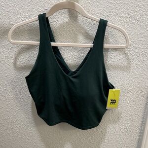 All in Motion Dark Green Flex V Neck Cropped Bra Tank Top